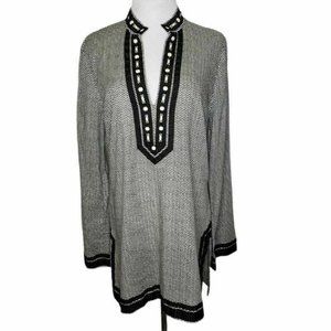Tory Burch Tunic Top Black Chevron beaded 10